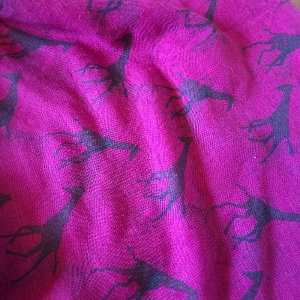 Hot Pink With Gray Giraffe Print Scarf 70